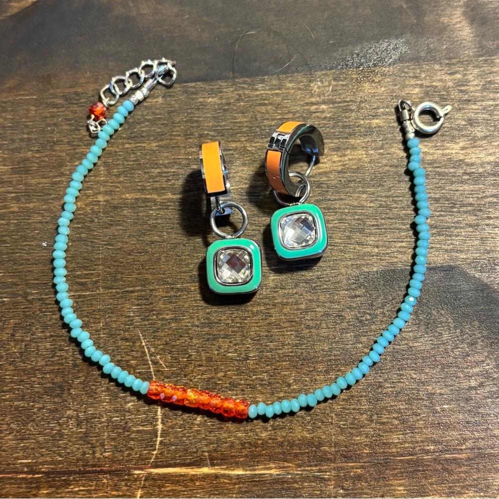 Oh Clementine earrings with matching bracelet